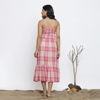 Back View of Model wearing Fuchsia Handspun Deep Neck Sundress