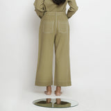 Back View of a Model wearing Khaki Green Patch Pocket Straight Fit Pant