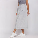 Grey Stripes Handspun Cotton Elasticated Mid-Rise Maxi Skirt