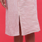 Front Detail of a Model wearing Pink Hand Screen Printed A-Line Skirt