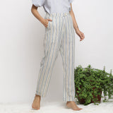 Front View of a Model wearing Handspun Cotton Striped Tapered Pant