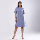 Powder Blue Handspun Cotton Knee Length Shift Dress