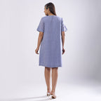 Powder Blue Handspun Cotton Knee Length Shift Dress