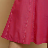 Close View of a Model wearing Magenta Mid Rise Mangalgiri Cotton Skirt