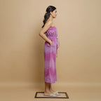 Right View of a Model wearing Lilac Handwoven Godet Culottes Jumpsuit