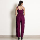 Magenta Warm Cotton Bustier Top and Mulberry Cotton Pant Co-ord Set
