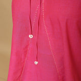 Close View of a Model wearing Magenta Hand-Embroidered Flared Top