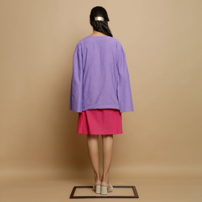 Back View of a Model wearing Mangalgiri Reversible Cotton Cape