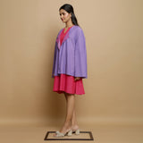 Left View of a Model wearing Mangalgiri Reversible Cotton Cape