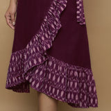 Maroon Handspun Cotton Asymmetrical Midi Wrap Dress