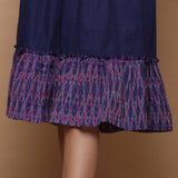 Close View of a Model wearing Navy Blue Ikat Handspun Tier Skirt