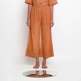 Front View of a Model wearing Vegetable Dyed Rustic Wide Legged Pant