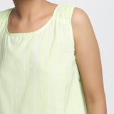 Front Detail of a Model wearing Hand Tie Dye Mint Green A-Line Top