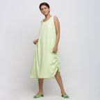 Left View of a Model wearing Mint Green Tie And Dye A-Line Dress