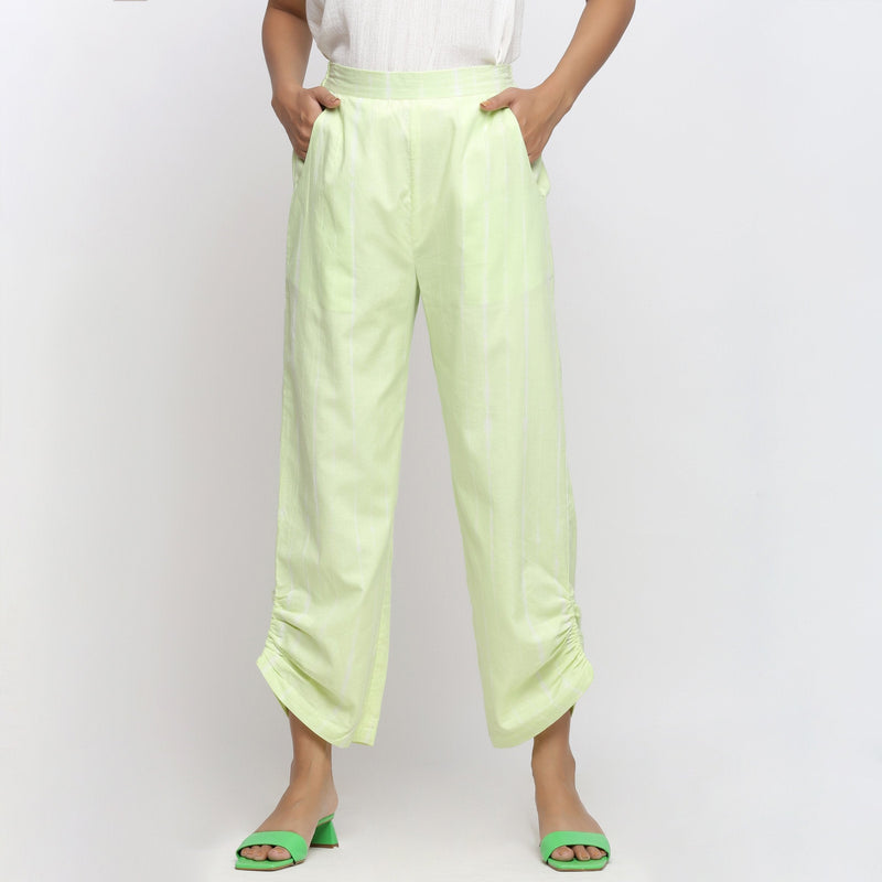 Front View of a Model wearing Mint Green Tie And Dye Straight Pant