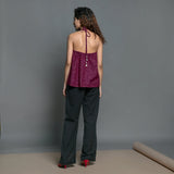 Back View of a Model wearing Mulberry Handspun Cotton Halter Neck Top