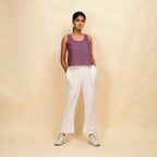 Front View of a Model wearing Mulberry Handspun Cotton Sleeveless Short Top