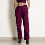 Mulberry Warm Frill Cotton Top and Mulberry Elasticated Pant Co-ord Set