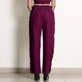 Mulberry Warm Frill Cotton Top and Mulberry Elasticated Pant Co-ord Set