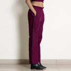 Mulberry Warm Frill Cotton Top and Mulberry Elasticated Pant Co-ord Set