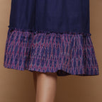 Close View of a Model wearing Navy Blue Ikat Handspun Tier Skirt