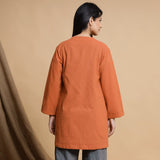 Orange Button Down Outerwear and Jumpsuit Set