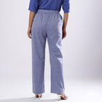 Powder Blue Handspun Cotton Elasticated Mid-Rise Pant