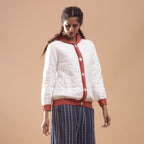 Front View of a Model wearing Reversible Quilted Cotton Bomber Jacket