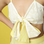 Front Detail of a Model Wearing Reversible Cotton Lace Tube Top