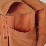 Front Detail of a Model wearing Vegetable Dyed Button-Down Outerwear