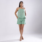 Sage Green Handspun Cotton Strap Sleeve Flared Camisole Top