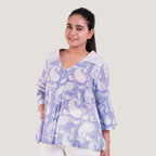 Front View of a Model wearing Sanganeri Hand Block Print Wrap Top