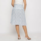 Back View of a Model wearing Sky Blue Yarn Dyed Cotton Relaxed Fit Skirt