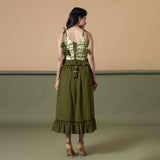 Back View of a Model wearing Olive Green Shibori Camisole Top