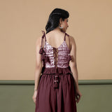 Back View of a Model wearing Maroon Shibori Camisole Top