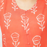 Front Detail of a Model wearing Dabu Print Relaxed Sleeves Button-Down Top