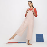 Front View of a Model wearing Sunny Red A-Line Top and Pinafore Jumpsuit Set