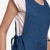 Front Detail of a Model wearing Teal Waist Tie Up Pinafore Jumpsuit