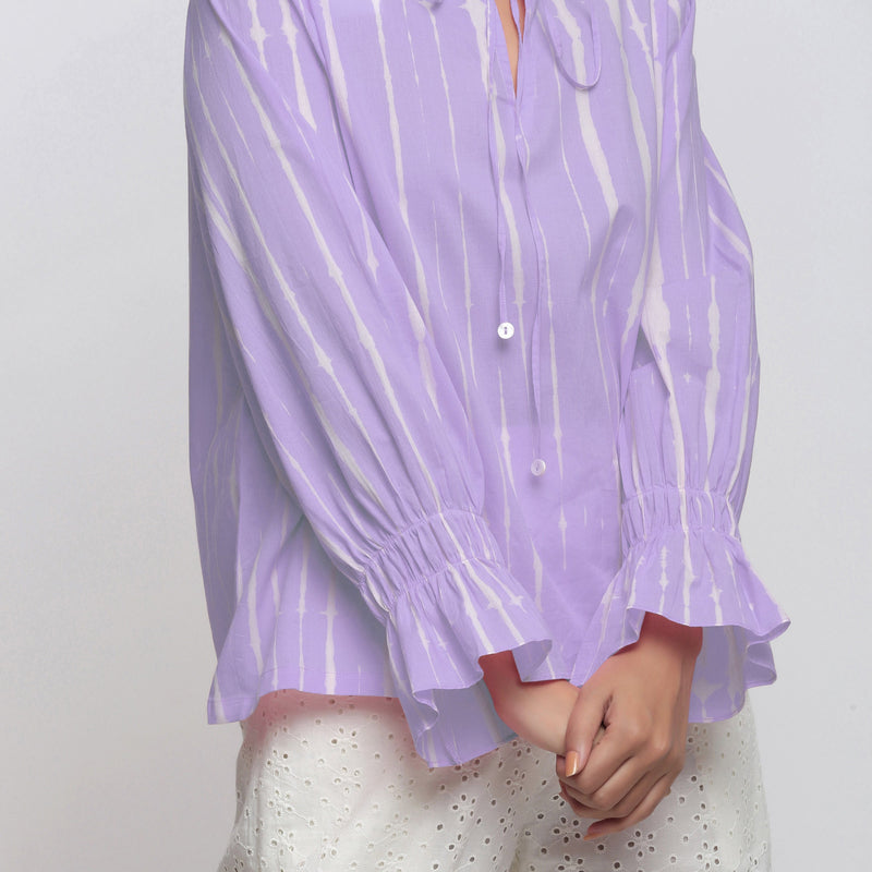Purple Tie-Dye Cotton Top and White Elasticated Skirt Co-ord Set