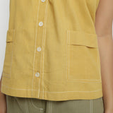 Front Detail of a Model wearing Vegetable Dyed Button-Down Camisole Top