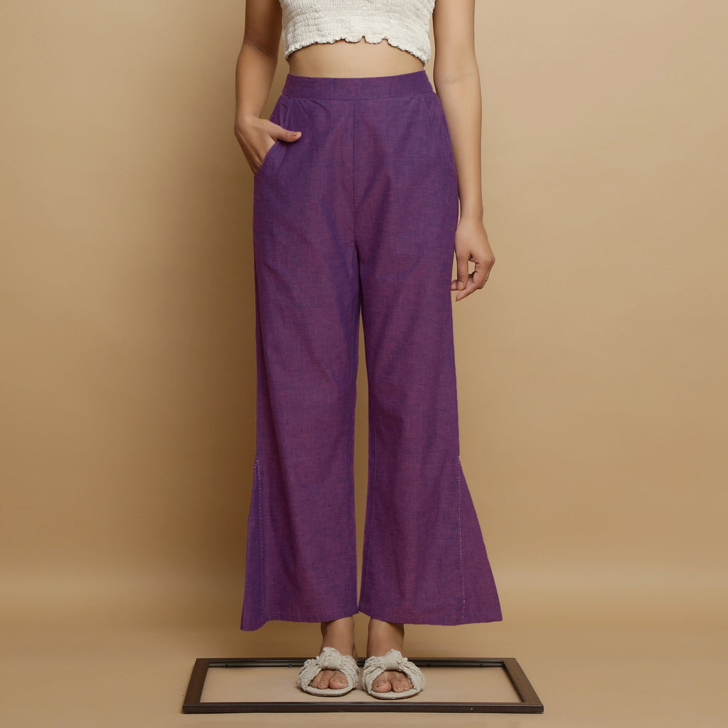 Violet Godet Cotton Top and Elasticated Godet Pant Co-ord Set