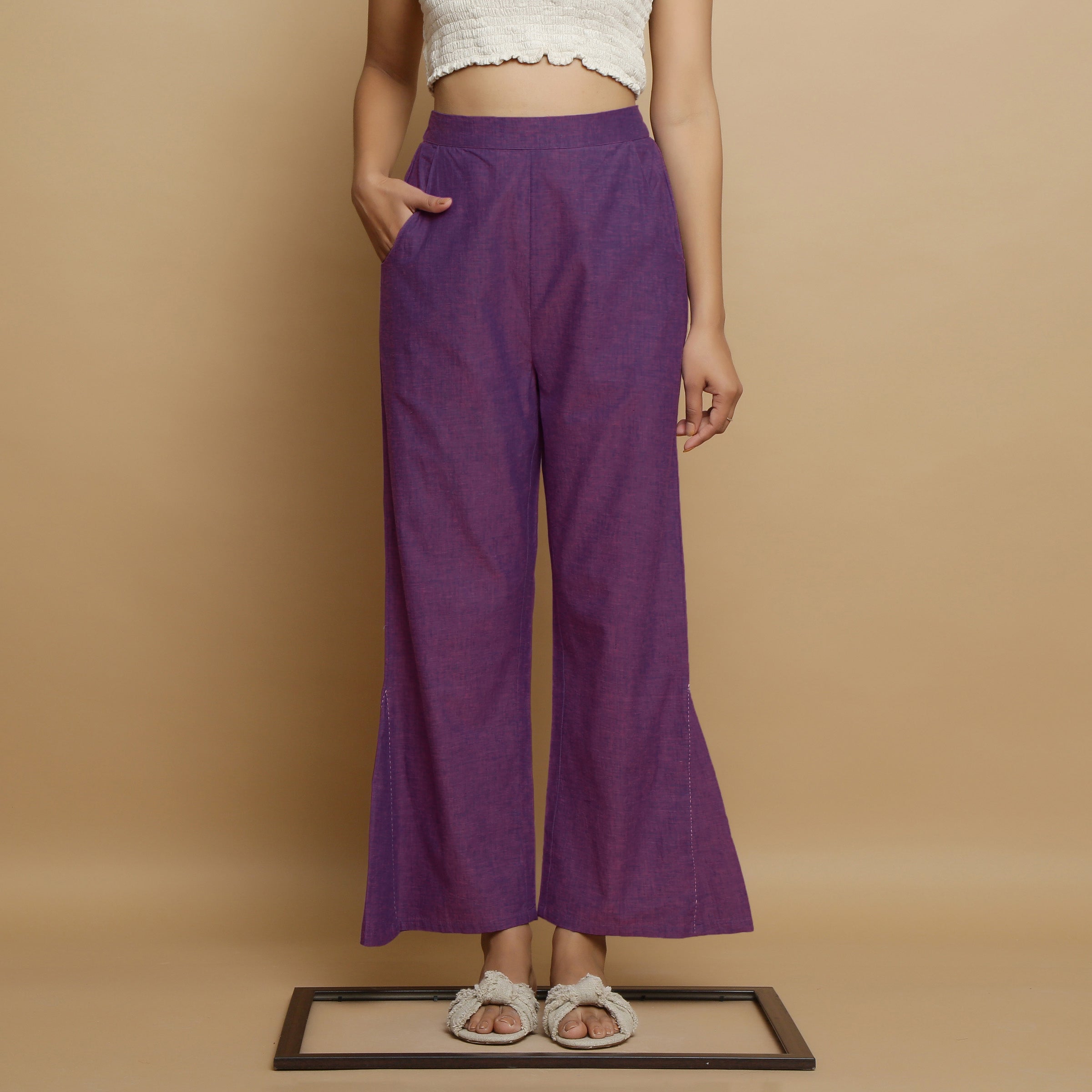 Violet Godet Cotton Top and Elasticated Godet Pant Co-ord Set