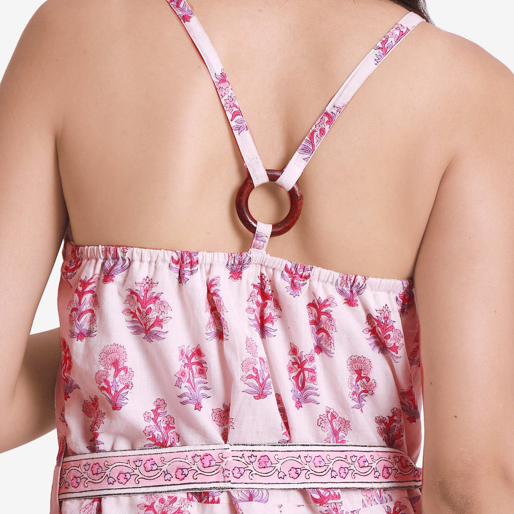 Back Detail of a Model wearing White Criss Cross Back Straight Jumpsuit