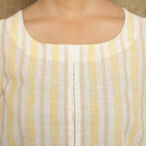 Yellow Striped Handspun 100% Cotton Scoop Neck High-Low Top