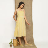 Yellow Handspun Cotton Lace Camisole Midi Dress