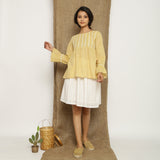 Yellow Handspun Cotton Poet Sleeves Yoke Top